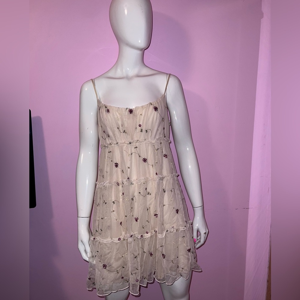 Floral Embroidered Cream Dress
